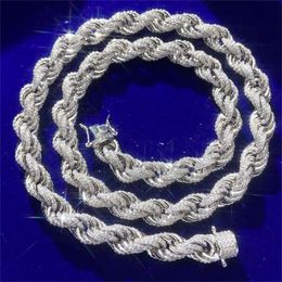 Hiphop Jewelry Sterling Silver Bling Iced Out Pass Moissanite Diamond Thick 10mm Rope Chains