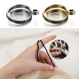 1 Pc Adjustable Knitting Loop Crochet Multi Style Metal Loop Knitting Ring Finger Wear Thimble Yarn Guides Sewing Accessories