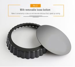 Non-Stick Tart Quiche Flan Pan Moulds Pie Pizza Cake Round Mould Removable Loose Bottom Fluted Heavy Duty Pie Pan Bakeware GYH