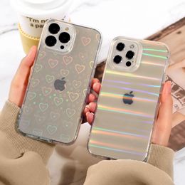 For Poco X3 Pro Case For Xiaomi Redmi Note 10 Pro 11 9 8 Poco M4 Pro F3 Funda Mi 11 Lite 12 Pro Gradient Love Heart Laser Cover