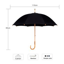 Big Rain Umbrella For Men Bamboo Handle 8K Windproof Anti UV Parasol Umbrella For 2-3 People 110cm High Quality Strong Large