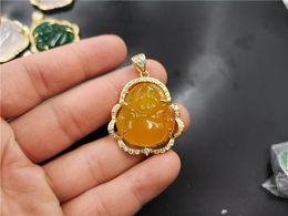 Trend Shining Exquisite Maitreya Buddha Pendant Necklace Inlaid Crystal Cz Pendant Charm Lady Amulet Jewellery Gift