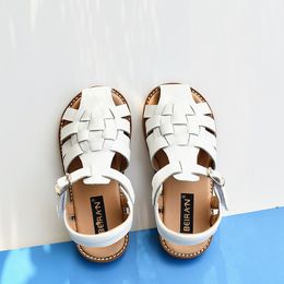 Summer Boys Sandals Quick Dry Cowhide Breathable Close Toe Girls Beach Sandals Genuine Leather Children's Casual Shoes 6T