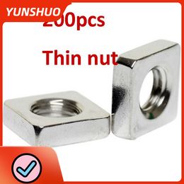 200pcs/lot Square Thin Nut M3 M4 M5 M6 M8 A2 STAINLESS STEEL NUTS DIN 562