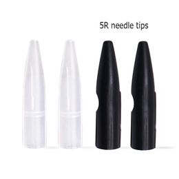 50pcs Transparent/ Black 5R Needle Tips Permanent Makeup Eyebrow and Lip Mosaic/Dragon/Merlin Tattoo Machine Needle Caps