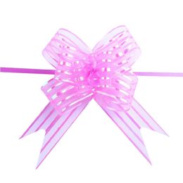 10pcs Wedding Bow Pull Flower Gift Packing Candy Box Accessories DIY Wedding Party Car Decor Pullbows Supplies Flower Ribbons