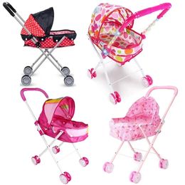 Portable Applicable Simulation Baby Dolls Stroller Carriage Foldable Kids Pretend Play Toys Girls Furniture Playset Toys Gifts 240403
