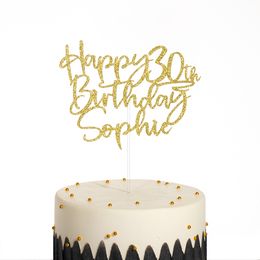 Custom Cake Topper Personalised Design Glitter Paper Birthday Toppers Custom Your Own Name and Age Happy Birthday CakeDecoration