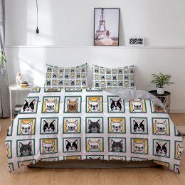 French Bulldog Bedding Set Cartoons Puppy Children Bedclothes Cute Duvet/Quilt Cover and Pillowcase Kawaii Boys Girls