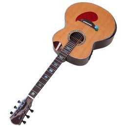 Professional 40inch Acoustic Guitar Electric 6 String High Grade Folk Guitar Solid Red Cedar Wood Top With Radian Corner