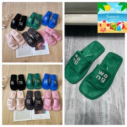 Top Quality Luxury Slippers New Style Designer Sandals Womens Velvet material rhinestone Velcro tape GAI party Room Free shipping Slip-On Size 35-42 offical slider