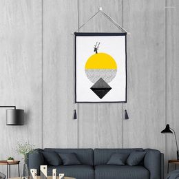 Tapestries JFBL Nordic Macrame Wall Hanging Tapestry Geometric Cotton Linen Art Background Cloth Home Decor 45X65cm