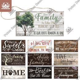 Putuo Decor Family Wooden Signs Sweet Home Wood Plaque Vintage Hanging Plate for Front Door Wall Art Decor House Pendant Gift