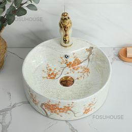 Chinese Round Artistic Bathroom Washbasins Personalised Creative Square Bathroom Sinks Ceramic Washbasin Kitchen Washing Sinks