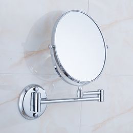 COPPER 8 Inch Round 2 Face 3 x Magnifying Mirrors of Bathroom Folding Makeup Mirror Brass Bronze Wall Mirror JM117