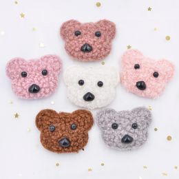 6Pcs Teddy Plush Padded Kawaii Bear Head Appliques for Clothes Hat Leggings Sewing Supplies DIY Hair Clips Decor Accessories