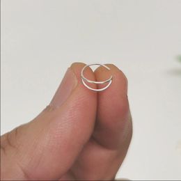 Double Nose Ring 925 sterling silver Nose Ring Hoop Tiny 0.6mm Piercing For Single Pierced Dia 8mm 12pcs/pack