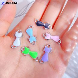 15PCS Cute Cat Connectors Enamel Charms For Jewellery Making Findings Accessories DIY Handmade Necklaces Bracelets Anklet Supplies