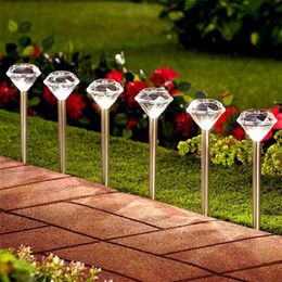 4 8Pcs Diamond Shaped Solar LED Lawn Light Color Changing Outdoor Yard Garden Ground Lights Lamp White Warm RGB Lamps285Q