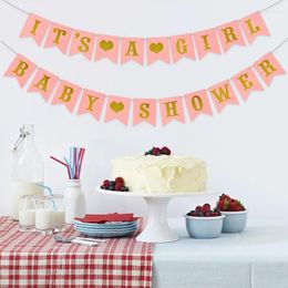 Party Decoration Gender Reveal Favor It's A Girl/Boy Letter Paper Banner Pull Flag Baby Shower 1st Birthday Garland