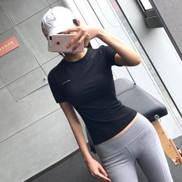 Yoga Crop Top Sports Short Sleeve Elastic Running T-shirt Yoga Top Female Top Deportivo Mujer Camisetas