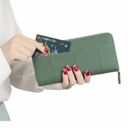 lg Cowhide Wallet for Women Genuine Leather Card Holder Large Capacity Versatile Zipper Luxury Custom Name Fi Coin Purse P2CM#