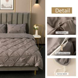 Euro Bedding Set Queen Size European Style Duvet Cover With Pillowcase Pinch Pleat Luxury Bed Cover Set NO SHEET King Bedspreads