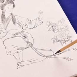Chinese Line Draft Painting Paper Meticulous Painting Manuscript Flower Bird Character Animal Line Drawing Coloring Xuan Paper