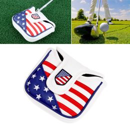 1Pc PU Leather Headcover Magnetic Closure Square-Shaped Golf Putter Cover US Flag Mallet Style Golf Club Heads Putter Covers
