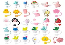 Creative Silicone Straw Tips Cover Reusable Drinking Dust Cap Splash Proof Plugs Lids Anti-dust Tip Cherry Blossom Rainbow Cat Paw For 6-8mm Straws C0616G037919862