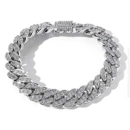 Necklace Hip Hop Bracelet 12mm Single Row Diamond Hip Hop Cuban Chain Men's Fashion Bracelet Jewelry S925 Silver