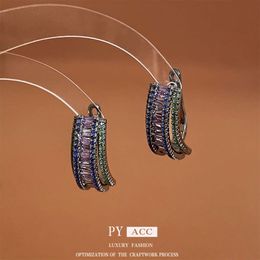 Zircon Studded C-shaped with Exaggerated Luxurious Design Sense, Personalized and Cool Style Earrings for Women