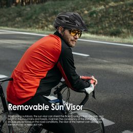 VICTGOAL Adults Bike Helmet Visor LED Rear Light Men Women Cycling Helmet Road Bicycle Helmets MTB E-Bike Scotter Headgear M/L