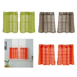 Floral Embroidered Semi Sheer Kitchen Curtain Tier & Valance Set - Assorted Colours