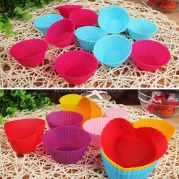 Silicone Baking Cup Cupcake Liners Cake Pudding Jelly Handmade Soap Molds Case 7cm Colorful 12 Pcs