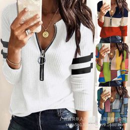 Amazon Wish Women's Cross Border Hot Selling Spring and Autumn Knitted European and American T-shirt Long Sleeved Wn9053 Series