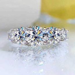 Band Rings 18k Galvanised 3.6CT all silica ring suitable for women 5 stones sparkling diamond wedding ring S925 sterling silver Jewellery GRA J240410