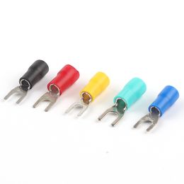 100PCS SV1.25-3/4/5/6 Furcate Fork Spade 22~16AWG Insulated Crimp terminals Electrical Cable Wire Connector