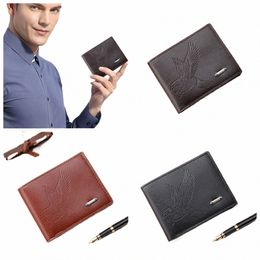 men's Short Wallet Youth Fi Animal Thin Multi Card Large Capacity Busin Soft PU Leather Eagle My Bag for Men 108R#