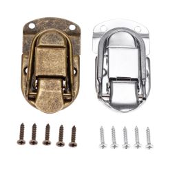 1set Vintage Metal Lock Hasp w/screw Latch Clasp Toggle Buckle Silver Bronze Jewellery Box Gift Case Furniture Hardware Suitcase