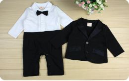 Boss Baby Outfit Boy Clothes Set Gentleman Romper with Coat Formal Newborn for Birthday Wedding Party