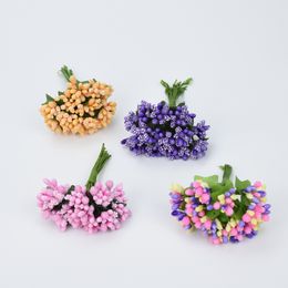 12 Pieces Decorative Flowers Wreaths Fake Plants Stamen Scrapbooking Christmas Decorations for Home Wedding Artificial Flowers