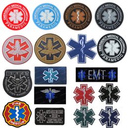 Multicam Medic Reflective Patch Combat Embroidered 3D PVC Rubber Tactical Badge DIY Patches for Clothing Jackets