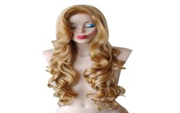 Long Wavy Synthetic Rabbit Cosplay Wig Copper Red With Big Swap Bangs Drag Queen Heat Resistant Fibre Wig For Halloween3804262