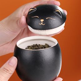 Japanese-style Portable Tea Caddy Travel Tea Bag Sealed Ceramics Jar Household Kitchen Spice Coffee Canister Tea Set