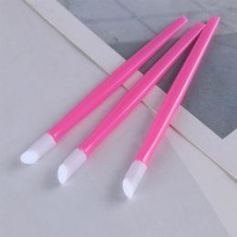 New 3pcs/lot 9.8Cm Soft Nail Cuticle Pusher Plastic Rubber Pink Colour High Quality Nail Tool Set Manicure Accessories SANC370