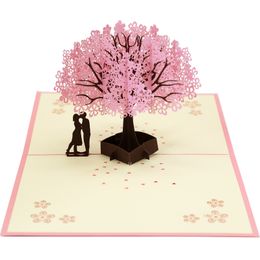 3D Pop UP Cards Cherry Tree Wedding Invitations Cards Valentine's Day Anniversary Greeting Card Greeting Postcard Gifts Card