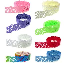 1Roll 20Yards 7/8" Printing Hollow Flower Ribbons Fabric Lace For Craft Wedding Gift Wrap Party DIY Decorations 2.2cm