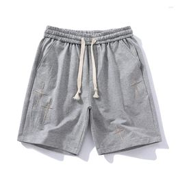 Men's Shorts American Retro Star Embroidery Tide Brand Knitted Trend Wild Street Loose Straight Five-point Beach Pants