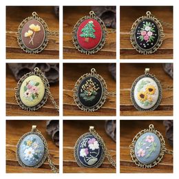 DIY Embroidery Art Kit Necklace Chain Pendant for Beginner Needlework Handmade Cross Stitch Set Sewing Craft Gift Dropshipping